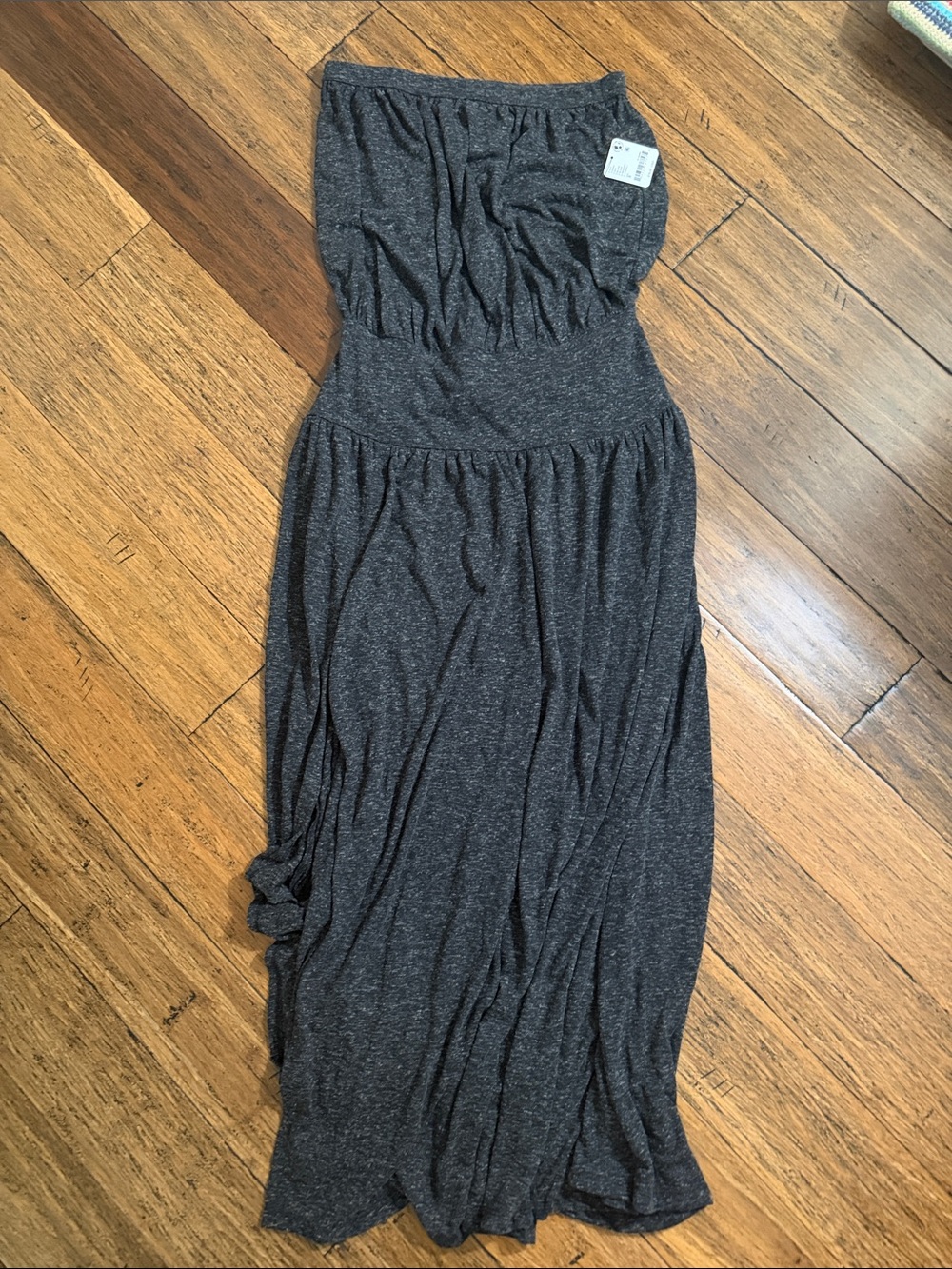 Free People Strapless Maxi Dress in Dark Heather Gray